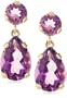 14k Yellow Gold Pear Shaped Amethyst Dangle Earrings