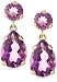 14k Yellow Gold Pear Shaped Amethyst Dangle Earrings