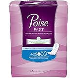 Poise Moderate Absorbency Incontinence Pads, Regular Length, 66 Count