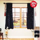 Moon Print Thermal Insulated Blackout Curtain 63L-1Set-NAVY