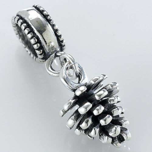 Sterling Silver, Pine Cone, Charm, Dangle Bead, European