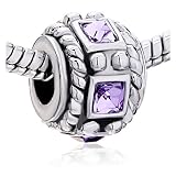 Round Purple Crystal Light Amethyst Beads Fits Pandora Charm Bracelet