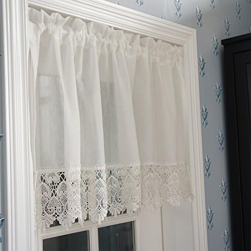 YOYOMALL Off White Soluble Lace Hand-carved Hollow Out Sheer Curtain,Pastoral Style Shade Cafe Valances. (Each Panel W*L:(59"*23")150*60cm)