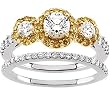 14K Two-Tone Gold Natural Yellow and White Diamond Wedding Set - 1.57 Ct.