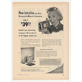 1953 Kodak Brownie Movie Camera Team Trade Print Ad