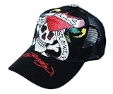 New Ed Hardy Love Kills Slowly Black Rhinestone Platinum Trucker Hat Cap / R1M0AZLK