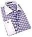 Labiyeur Men's Slim Fit French Cuff Striped Dress Shirt
