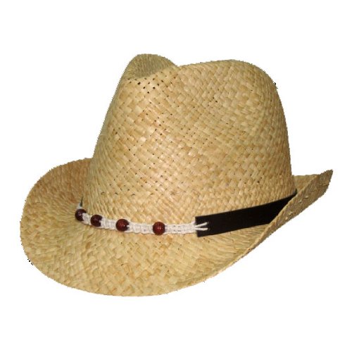 DKY Raffia Woven Cowboy Fedora Hat - Natural