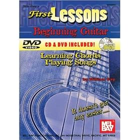 Mel Bay First Lessons Beginning Guitar Learning Chords/Playing Songs Book/CD/DVD