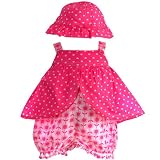 Baby Togs Infant Girls Pink Heart Summer Outfit Hat Set 3-24M