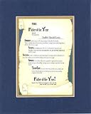 Personalized Poem for Father - Father of the Year Award on 11 x 14 inches Double Beveled Matting (Blue On Gold)