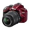 Nikon D3200 Digital SLR Camera with 18-55mm VR Lens Kit - Red (24.2MP) 3 inch LCD