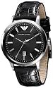 Emporio Armani Men's Stainless Steel and Black Leather Watch #AR2429