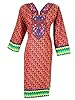 Womens Indian Kurta Tunic Dress Caftan Floral Embroidered Neck Yoke (Chest:48", Brown)