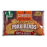 Lowrey'sBaconCurlsMicrowavePorkRinds,Hot&Spicy,1.75-OuncePackages(Packof18)
