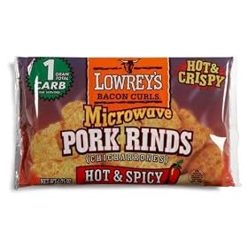 Lowrey's Bacon Curls Microwave Pork Rinds, Hot & Spicy, 1.75-Ounce Packages (Pack of 18)