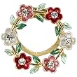 Daisy Ring Crystal Brooch Pin - Pink