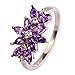 Psiroy 925 Sterling Silver Plated Simulated Amethyst Vine Leaf Promise Ring Size 6