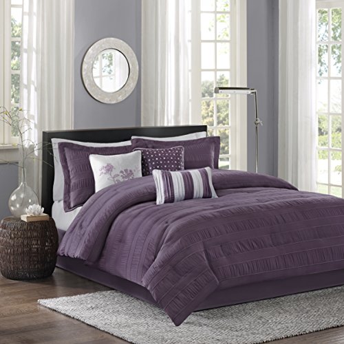 Madison Park Hampton 7 Piece Comforter Set, Queen, Plum