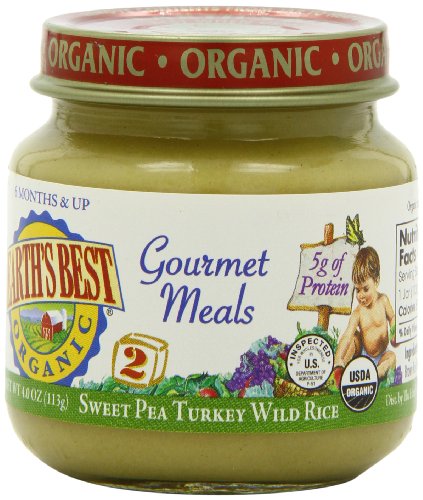 Earth s Best Organic Sweet Pea Turkey Wild Rice Gourmet Meal 4 Ounce Jars Pack of 12