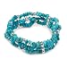 Sterling Silver Blue Turquoise Triple Strand Beaded Stretch Bracelet Sterling Silver Blue Turquoise Triple Strand Beaded Stretch Bracelet