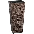 Gartenfreude 4001-1000-001 Pflanzgef�� mit Wasserhyazinthengeflecht 28 x 28 x 60 cm, wasserdichter Kunststoffeinsatz, braun