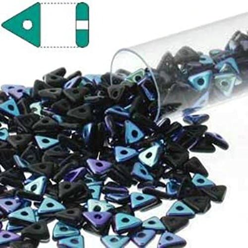Jet AB Czech Glass Sead Tri Beads 4.6mm Tryangle 1.3mm Thick Approx 9 Gram Tube