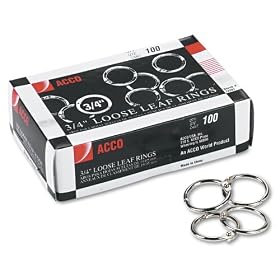 Acco Metal Book Rings, 3 4in Diameter, 100 Rings Per Box (ACC72201) by ACCO