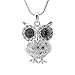 Spinningdaisy Silver Plated Black Eyes Owl Necklace for Owl Lovers