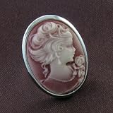 Light Pink Lady Cameo Ring Silver Tone Polish Women's Fashion Jewelry Adjustable