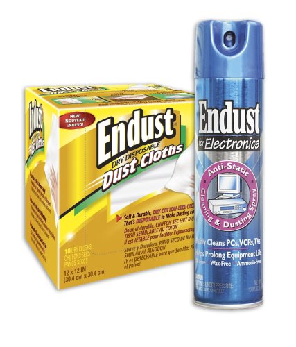 Endust for Electronics Anti-Static cleaning & dusting spray with Endust Dry Disposable Dust Cloths, 10 CT  096000BP