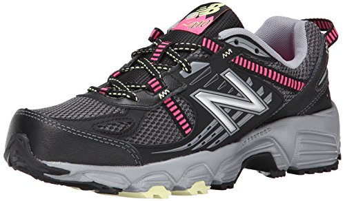 New Balance Women's WT410V4 Trail Shoe, Black/Pink, 8 B US