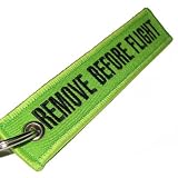 Remove Before Flight Keychain - Lime Green