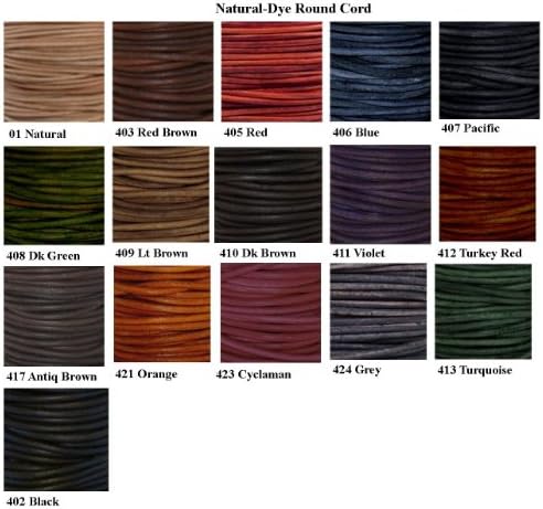 Natural Dye Grey Round Leather Cord 2mm (3/32") x 10 meters (10.93 yds)