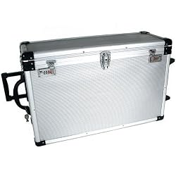 24 Trays Large Aluminum Rolling Jewelry Carrying Case