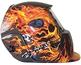 Solar Powered Auto Darkening Welding Helmet Skull Flame