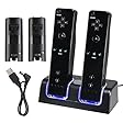 Insten Dual Charging Station w/ 2 Rechargeable Batteries & LED Light Compatible with Wii Remote Control, Black