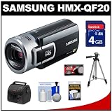 Samsung HMX-QF20 Flash Memory HD WiFi Digital Video Camcorder (Black) with 4GB Card + Case + Tripod + Accessory Kit