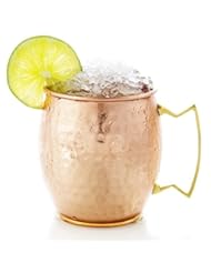 Kitchen: Moscow Mule Mug - Handcrafted Premium 100% Solid Copper with Polished Hammered Finish, FREE Cocktail Recipe E-Booklet - No Risk, Full Money Back Guarantee