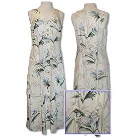 Long Tank Dress - Bamboo Paradise Button Front Empire Waist Hawaiian Aloha 15