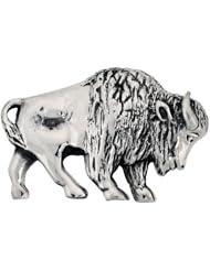 Sterling Silver Year of The Ox Zodiac Sign Brooch Pin, 1 3/4 inch (43 mm) wide