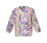 Scrubs - Cherokee HQ Two Pocket Springtime Bees, Bugs and Birds Assorted Print Poly/Cotton (XS-5X) Snap Front Warm-Up Scrub Jackets