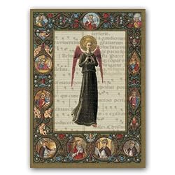 Gregorian Chant with Angel - 5" x 7" Vellum Overlay Christmas Greeting Card