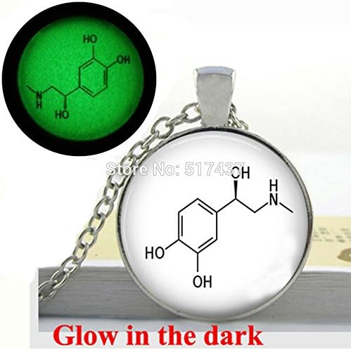 Pretty Lee Glow In The Dark Pendant Epinephrine Hormone And Neurotransmitter Necklace Science Chemistry Jewelry Glass Glowing Jewelry