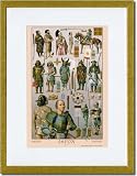 Gold Framed/Matted Print 17x23, Japan - Ainos Military Costume