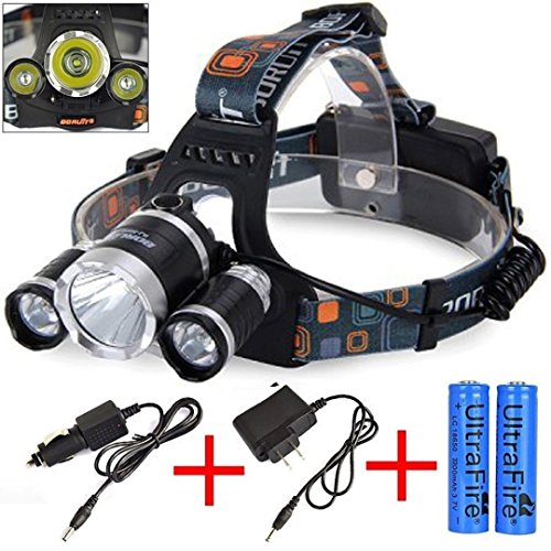S&G® 5000Lumen CreeFlashlight XM-L XML 3 x T6 LED Torch Headlamp, 4 Modes Flashlight, Rechargeable Flashlight For Outdoor Sports Like Camping Hiking Fishing