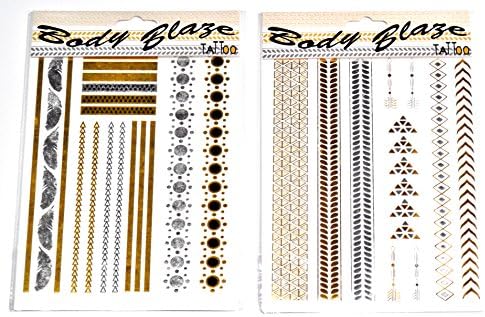 Temporary Gold Silver Jewelry TATTOO Beauty Accesorize Pack of 2 #32