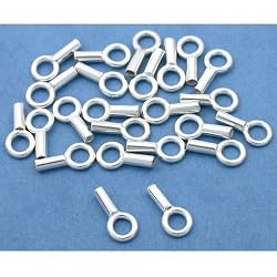 Sterling Silver Cord End/1.5mm X 5mm Crimp Beads W/ Loop (10)
