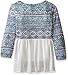 Amy Byer Girls' Big 3/4 Sleeve Knit to Woven Top