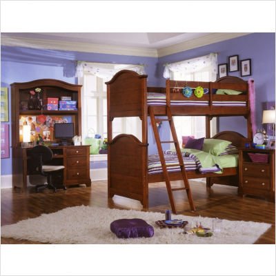 Bundle-59 Cottage Collection Bunk Bed Bed in Cherry (4 Pieces)
